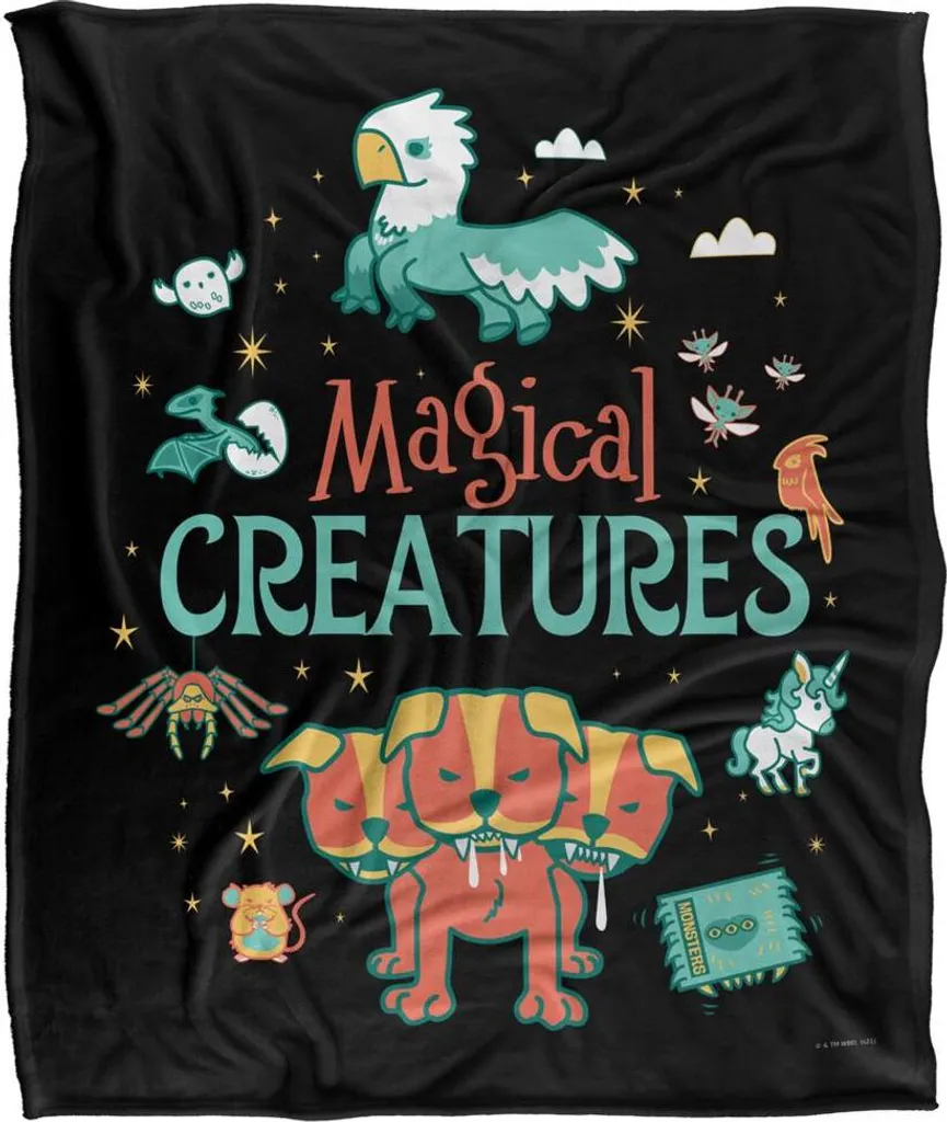Plaid Harry Potter Créatures Magiques Chibi Multicolore pour Enfant