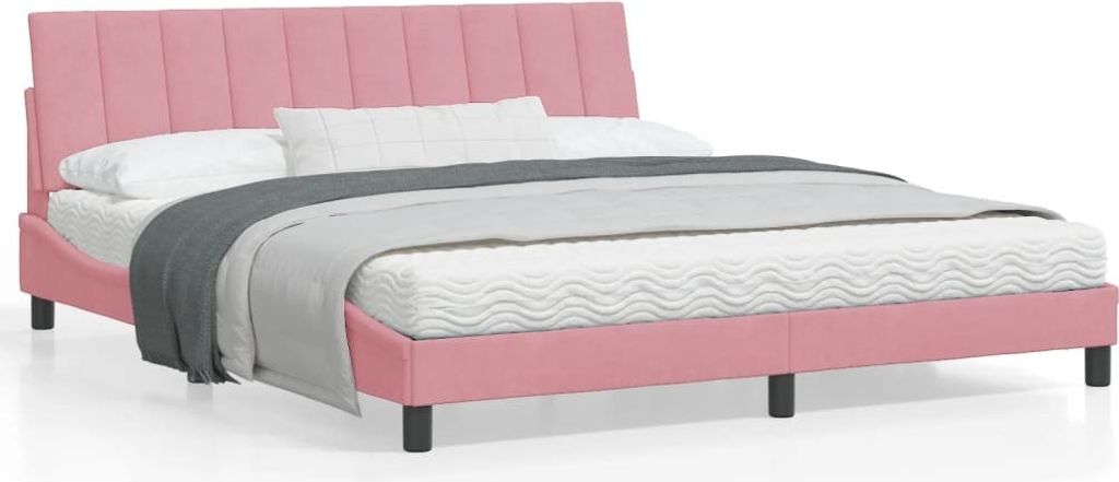 Maison Exclusive - Bettgestell mit LED ohne Matratze "Hanko" Rosa 180x200 cm Samt