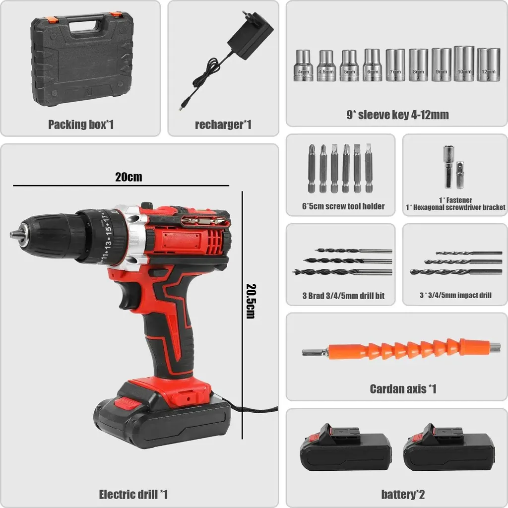 Occasione! Trapano a Percussione con 2 Batterie 32Nm - Kit Completo