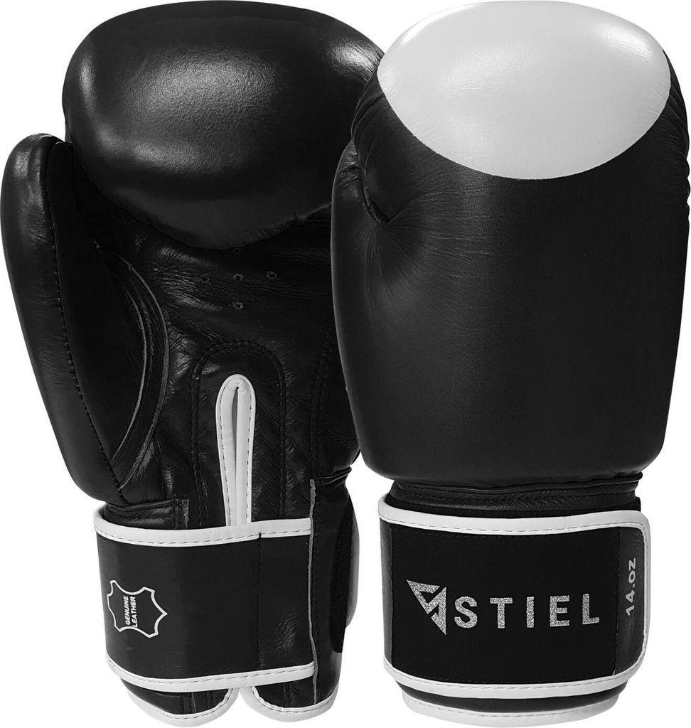 Stiel Pro Boxing Boxhandschuhe - mit Zielscheibe - Schwarz - 16 oz.