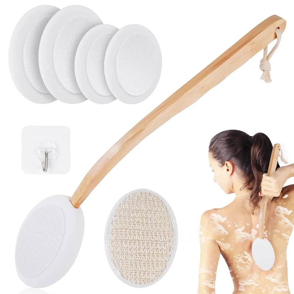 Brosse à dos auto-hydratante avec manche long et têtes interchangeables