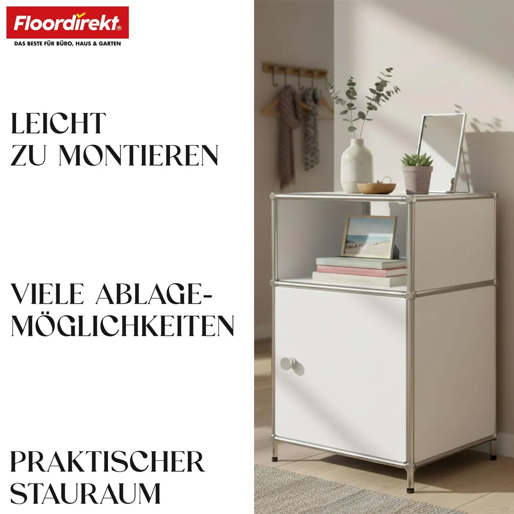 Table d'appoint design 40x40x65 cm blanche avec compartiment fermé fixe - 5