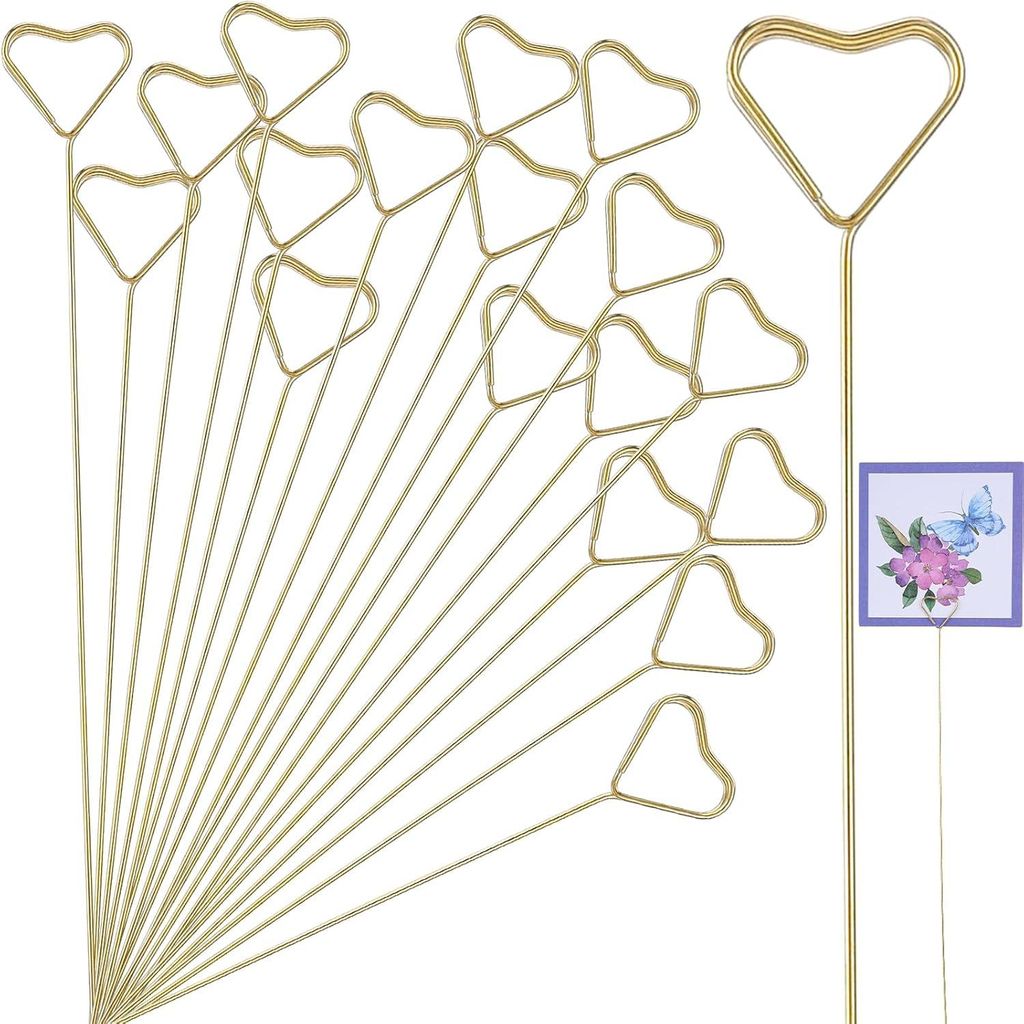 Set aus 20 goldfarbenen, herzförmigen Kartenhaltern aus Metall, für Hochzeiten und festliche Dekorationen