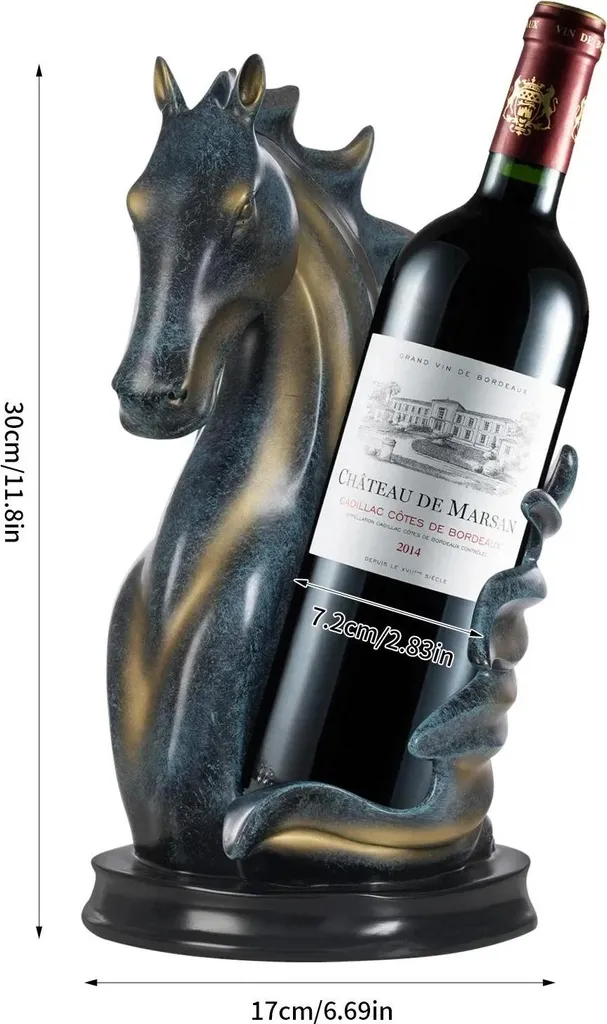 Porte-bouteille cheval en résine bleue résistante style moderne