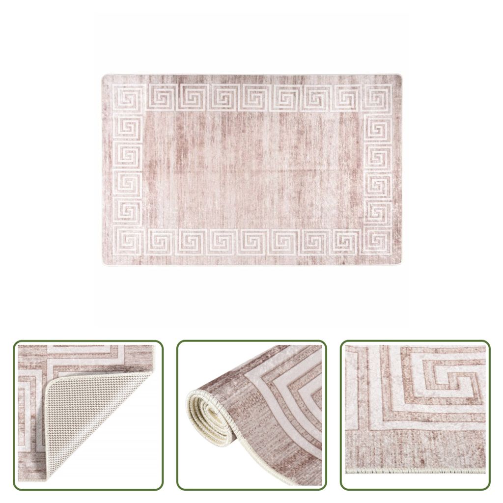 The Living Store Teppich Waschbar Beige 160x230 cm Rutschfest