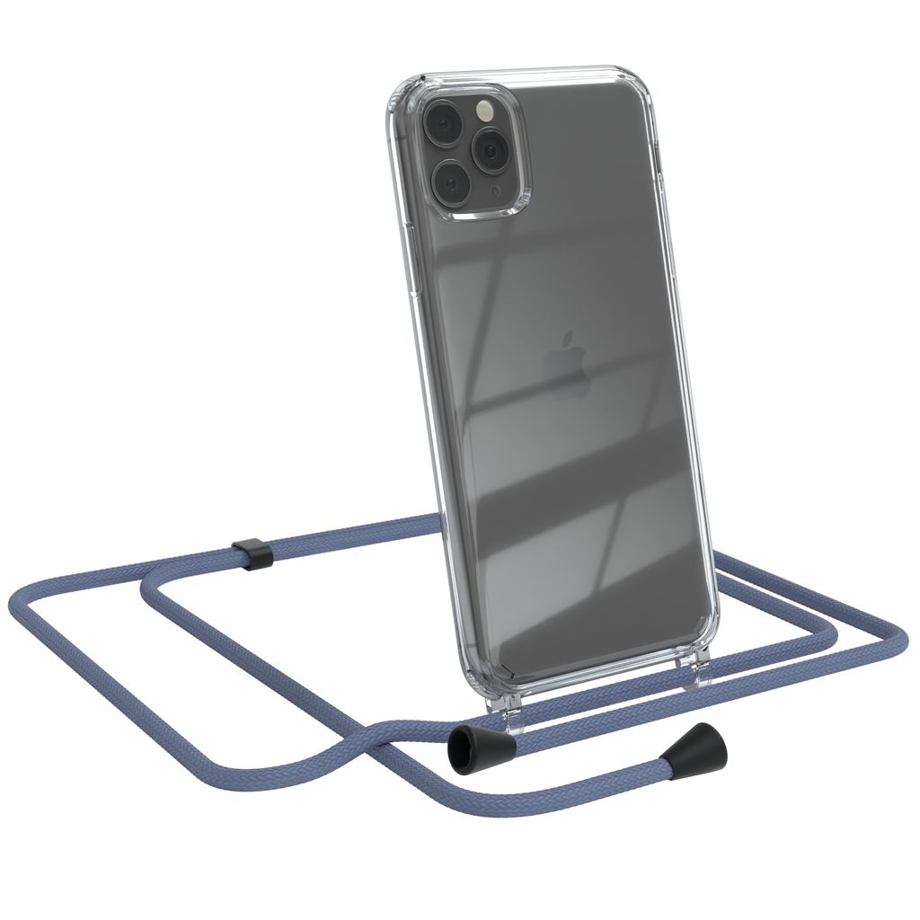 EAZY CASE Handykette kompatibel mit Apple iPhone 11 Pro Max, Handyhülle mit Umhängeband, Handykordel, Schutzhülle Clear, Band in Grün