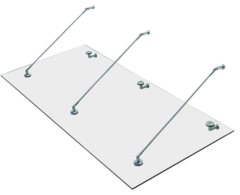 Vordach Glasvordach Tš¹rvordach geh?rtetes Glas(ESG) Edelstahl Klarglas 200x90cm