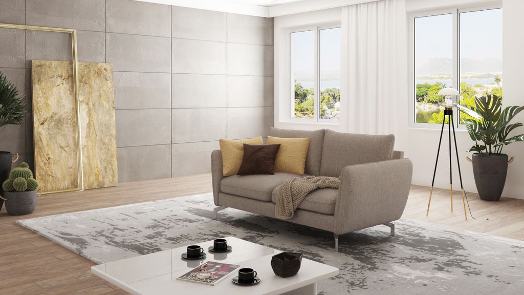 S-STYLE MÖBEL - Modernes Sofa 2-Sitzer Frema mit Silber Produktbild 