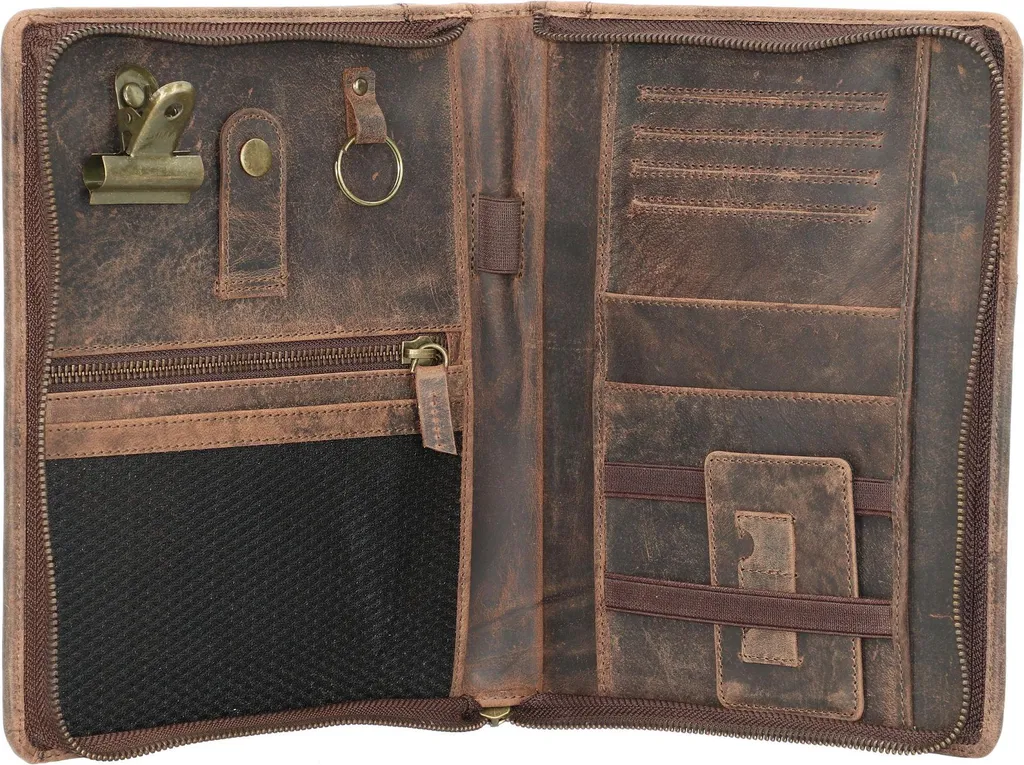 Organiseur WICK en Cuir Véritable Marron avec Rangement Multi-usage - 7