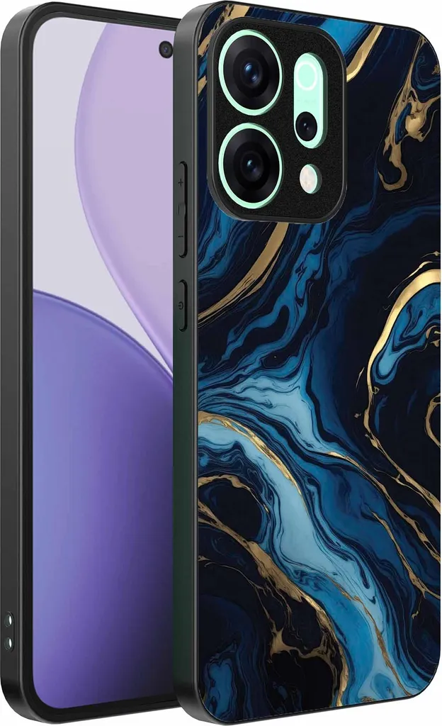 Cover Protettiva Oppo Reno 14 Pro Marmo Blu Oro | TPU Shockproof