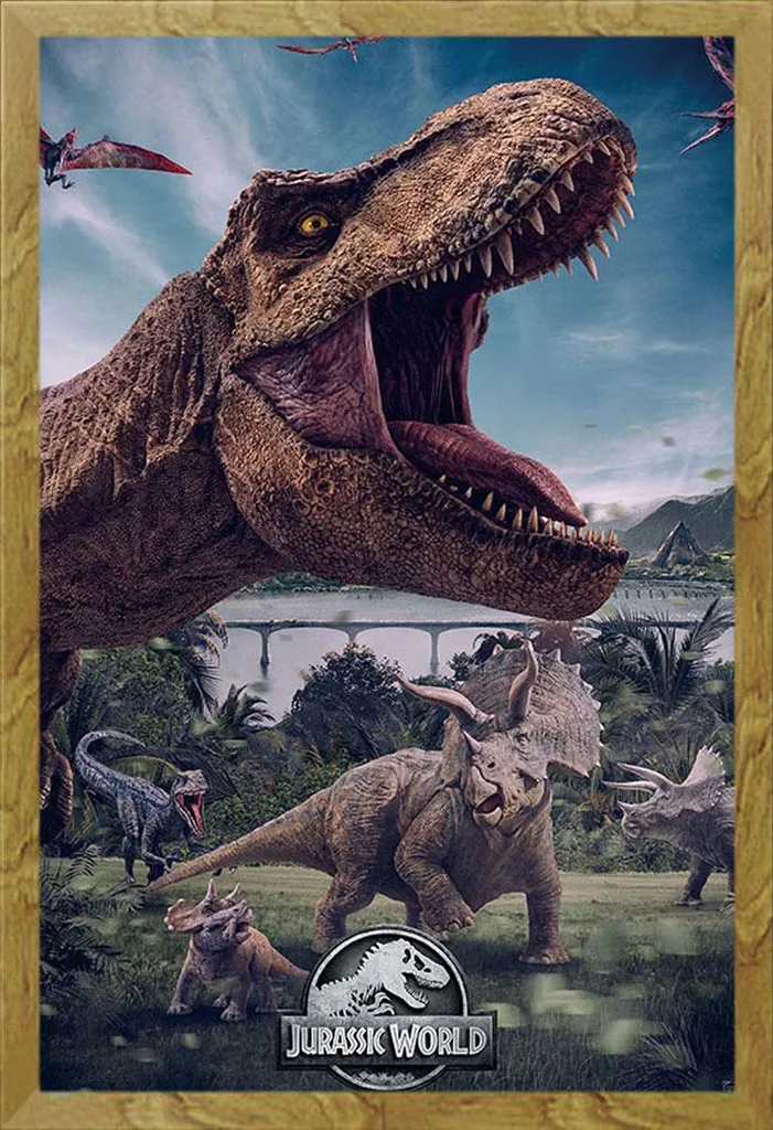 Arredo Cinema: Poster Jurassic World Back Country Cornice MDF Oak