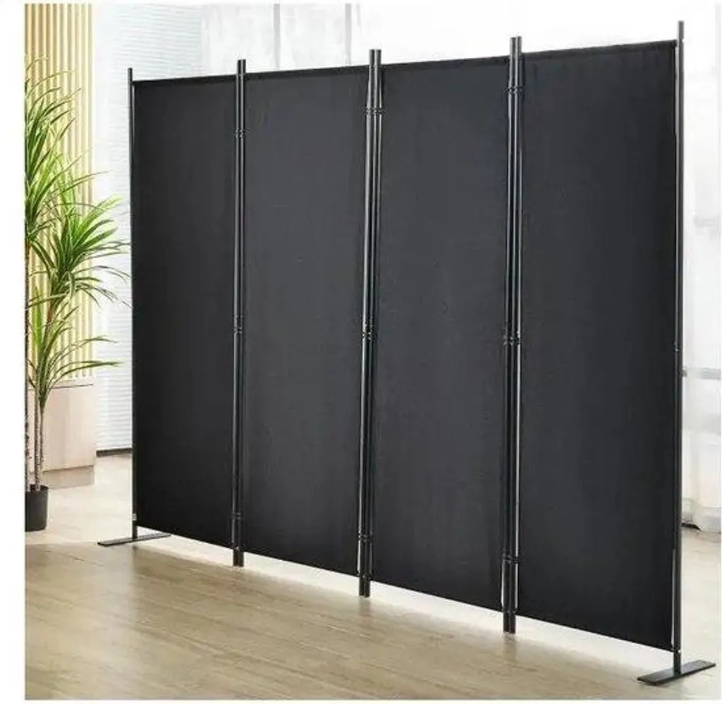Paravent autoportant 4 panneaux gris : cloison mobile pour la maison