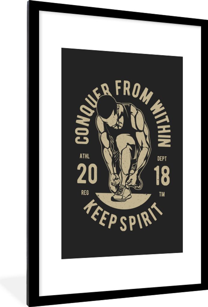 MuchoWow MuchoWow Gerahmtes Poster Sport - Sprichwörter - Vintage 60x90 cm - Poster mit zchwarzem Bilderrahmen - Dekoration - Wandposter Wohnz...