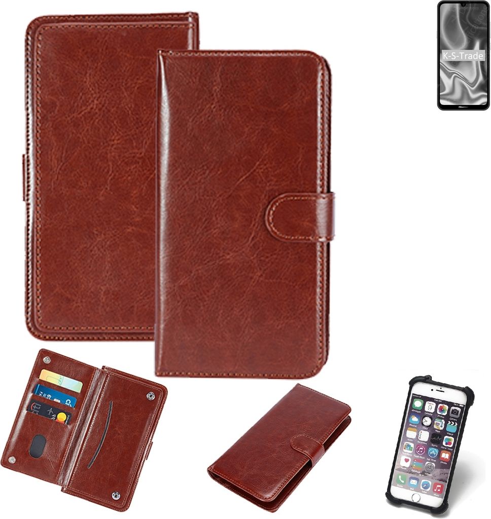 K-S-Trade 360° Hülle kompatibel mit HiSense Infinity E Max braun Kunstleder Case BookCase WalletCase Kunstlederederhülle Handyhülle, Rundumschutz