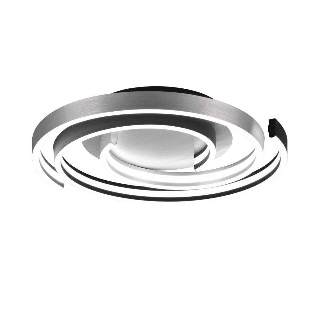 A modern, circular LED ceiling light with a brushed aluminum finish.
