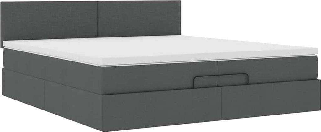 Ottoman-Bett mit Matratze Dunkelgrau 200x200 cm Stoff