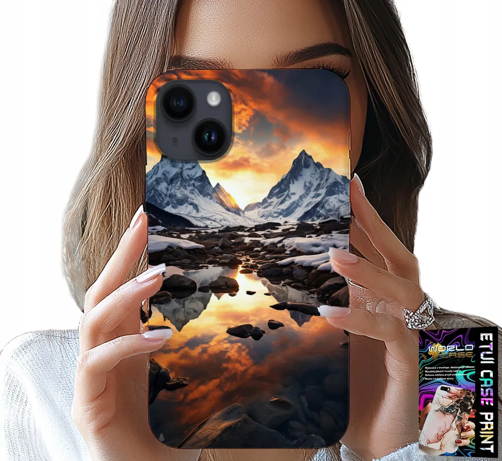 Custodia Per Iphone 15 Plus - Ruscello, Montagne, Cime, Everest + Film