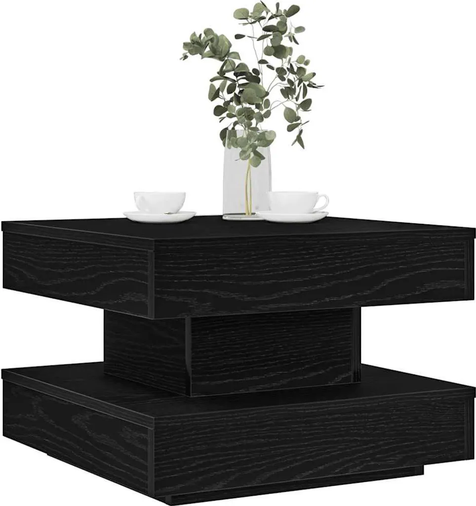 Table basse 360 degrés design pivotant avec plateaux superposés noirs