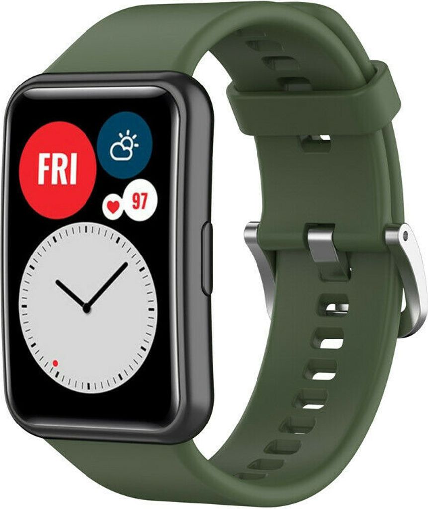 Strap-it Huawei Watch Fit Silikonarmband (Dunkelgrün)