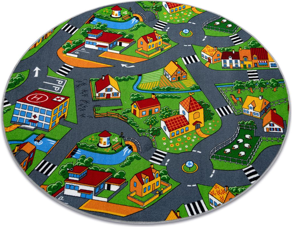 Teppich ring LITTLE VILLAGE Mehrfarben rund 100 cm Produktbild 
