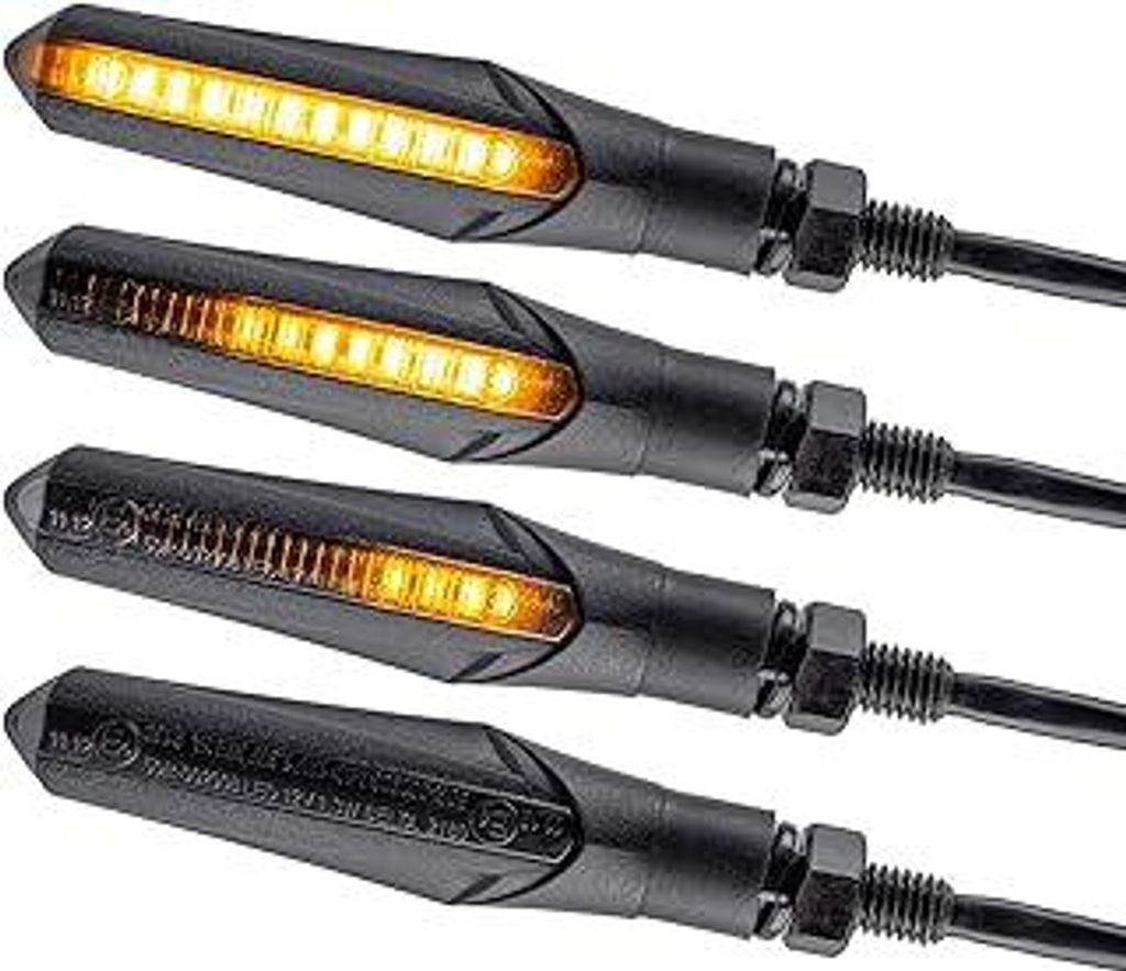 E Mark Led Motorrad Laufeffekt Blinker Lauflicht Sequentiell Schwarz Universal Quad ATV Lauflichtblinker Super Optik und Schön Hell Wasserprüf IP...