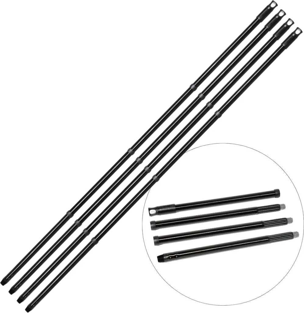 Novaliv 4x Versatile manico di scopa Premium a vite 137 cm ⌀ 2,6 cm Robusto e resistente nero Regolabile da 137 cm a 94,5 cm Perfetto per spazzare, strofinare e pulire i vetri Struttura in metallo di alta qualità