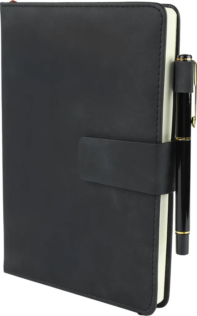 Cahier de notes A5 avec reliure robuste et couverture cuir lisse noir