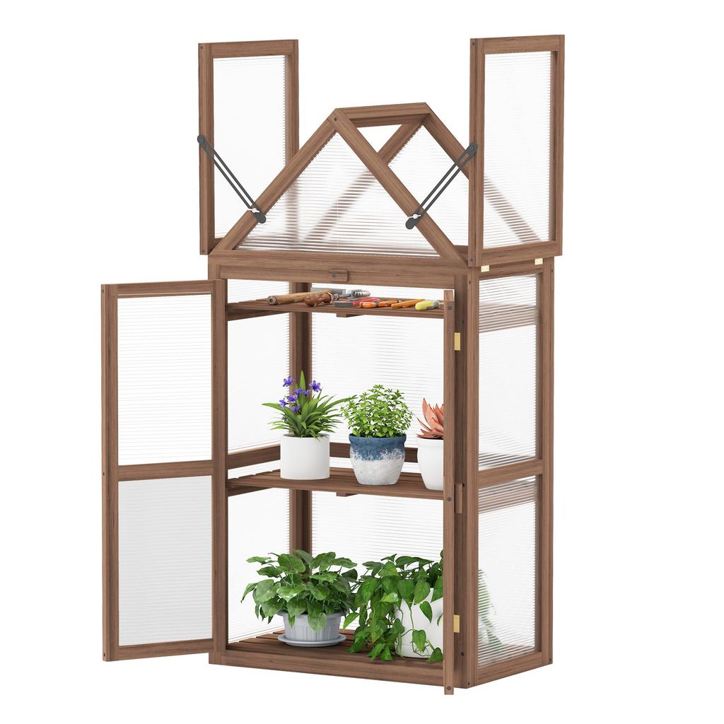 COSTWAY Serre de jardin à 3 étages avec toit ouvrant, Image du produit 