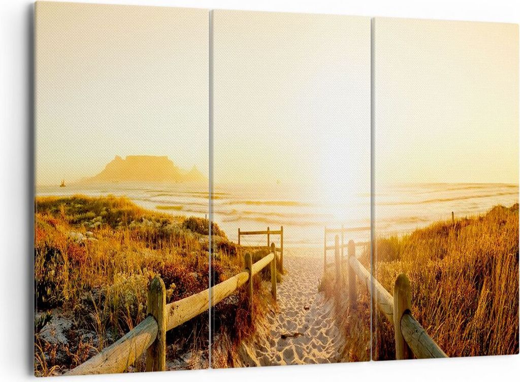 Bild auf Leinwand - Leinwandbild - Sonnenaufgang Welle Insel Meer - 165x110cm - Wand Bild - Wanddeko - Leinwanddruck - Bilder - Kunstdruck - Leinwa...