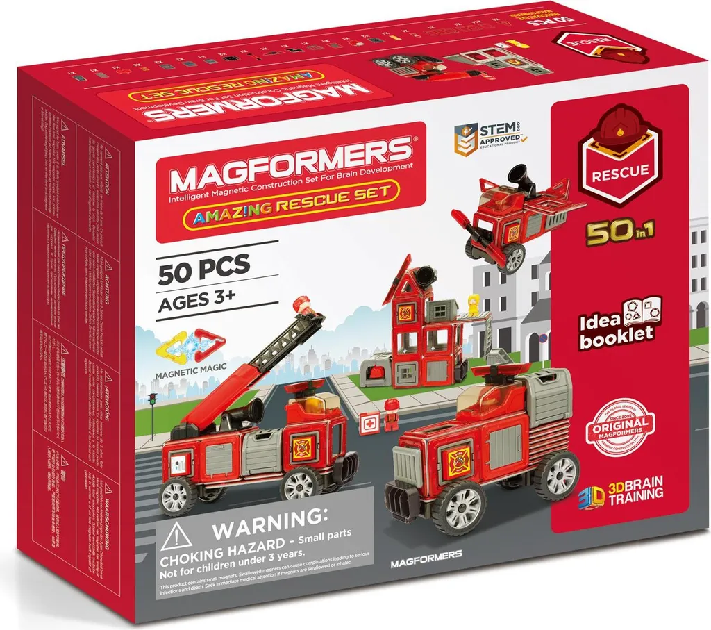 Jouet Éducatif Magformers Rescue Set 50el pour Apprendre en s'Amusant