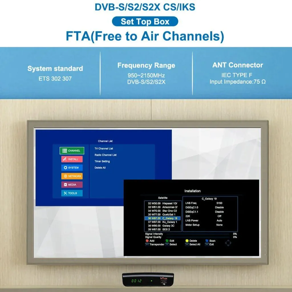 Décodeur Satellite HD GTMEIDA V7 S2X Compatible DVB-S2X et Prise Europe - 3