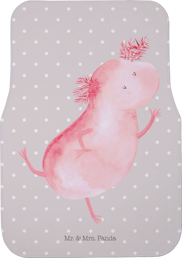 Mr. & Mrs. Panda Auto-Fußmatte Axolotl Tanzen - Grau Pastell - Geschenk, Auto Fußmatte, Lurche, Freudig, gut Gelaunt, Teppich, Freundin, Fürs, S...