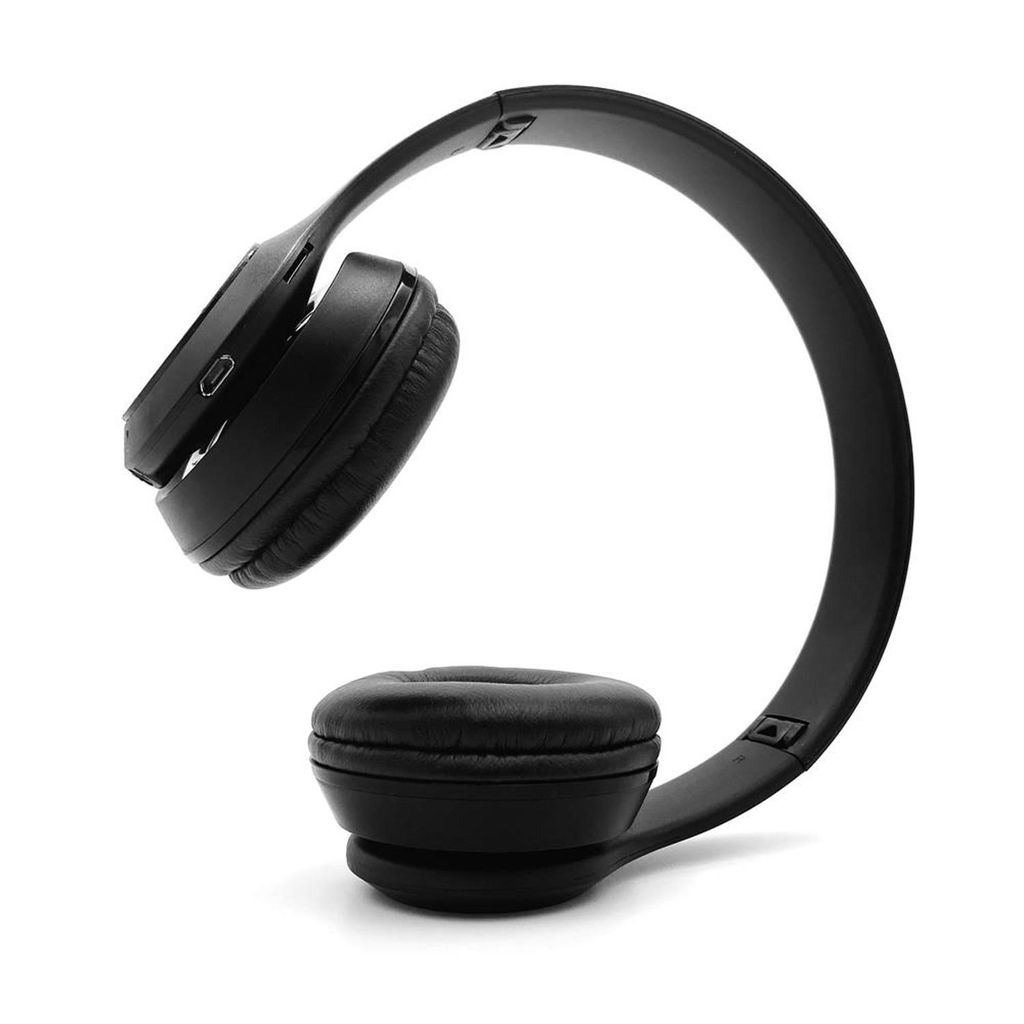 A black pair of headphones is shown against a white background.