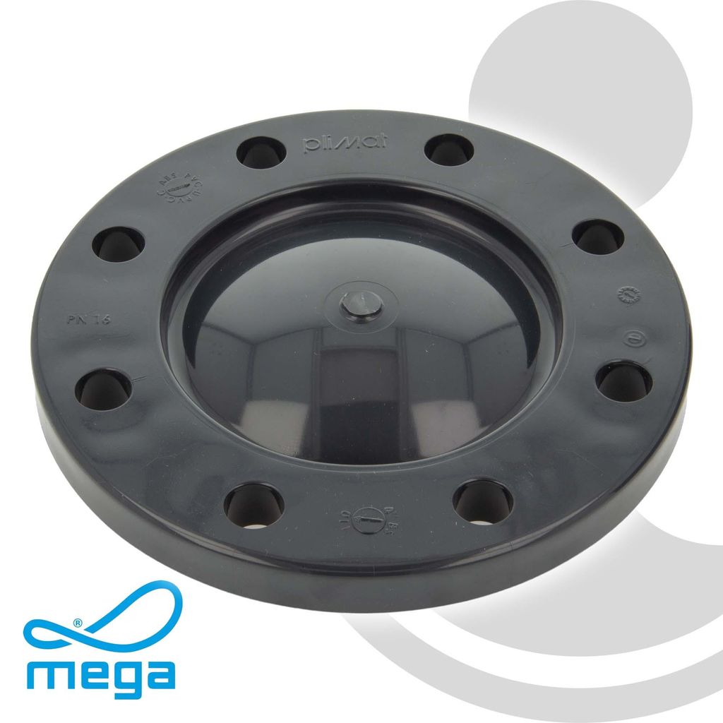 Mega Blindflansch PVC-U DN100 DIN Flansch 16 bar, grau