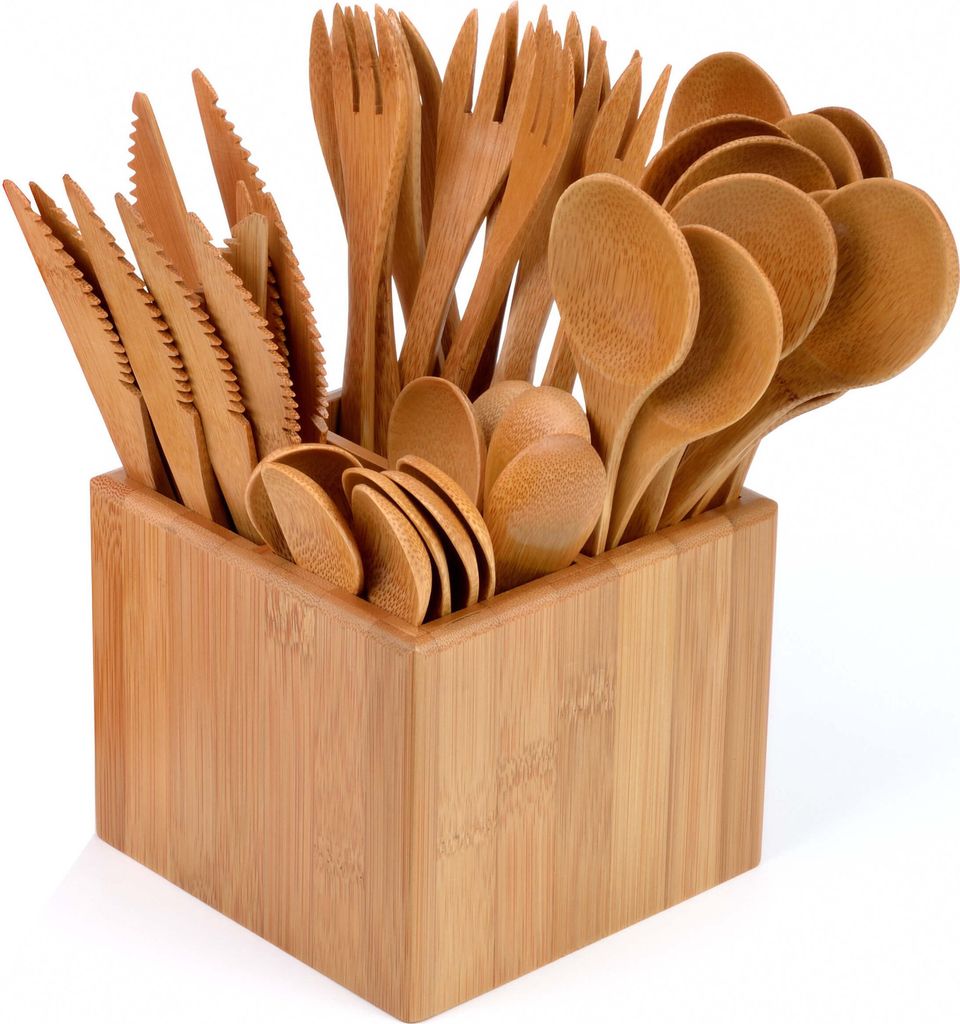 GRÄWE Bambusbesteck 40-tlg mit Box, lackierte Ausführung