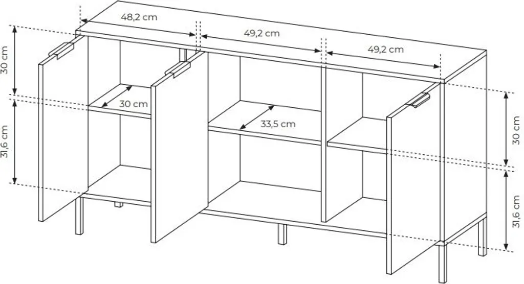 Petit buffet bas HARTSELE anthracite - Commode design à deux portes - 6