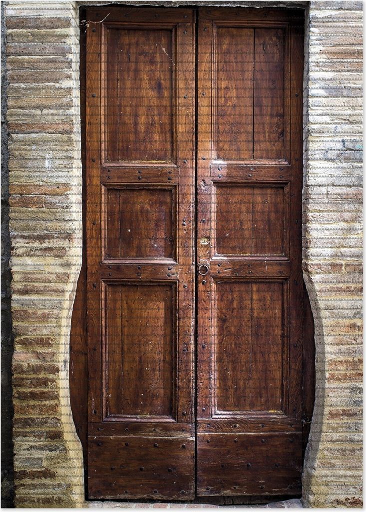 Wallario Duschmatte Antirutschmatte Badmatte Fußmatte Holztür braun, Größe ca. 70 x 50 cm