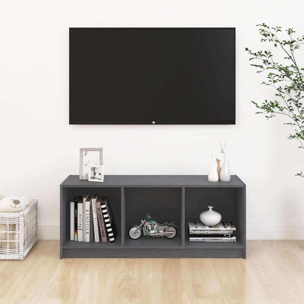 "2026 Aktion"TV-Schrank Industriestil - CLORIS - Fernsehenschrank - Grau 104x33x41 cm Massivholz Kiefer - DEMöbel1653410