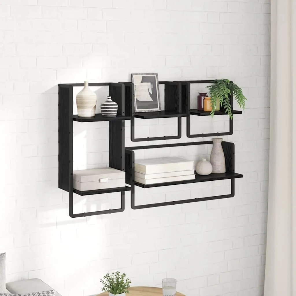 Set 4 Mensole da Muro SYFAX 65cm Rovere Nero | Arredo Casa Chic - 4