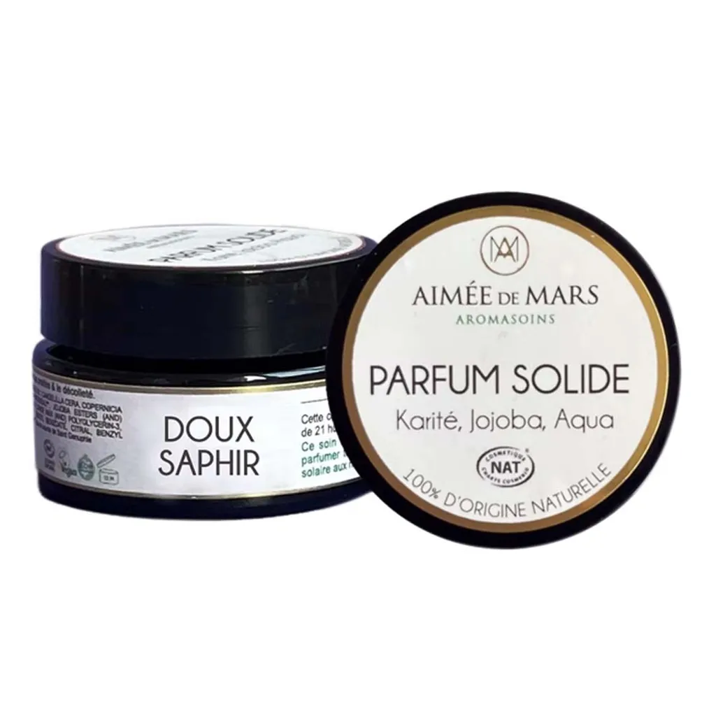 Parfum solide Doux Saphir 15g - Fragrance de luxe au format de poche