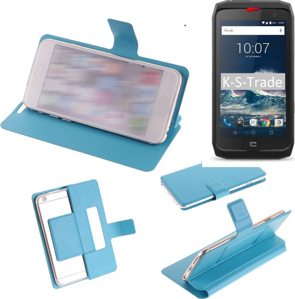 K-S-Trade Schutz-Hülle Handy-Hülle kompatibel mit Crosscall Action-X3 Schutz Hülle Flip cover Handy case Smartphone Handyhülle blau