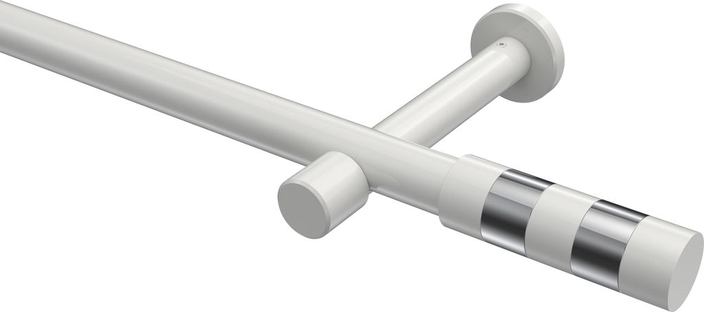 Interdeco Gardinenstange / Vorhangstange Weiß, Typ Prestige Mavell (Zylinder Bicolor) ohne Ringe, 20 mm Ø 1-läufig, 320 cm