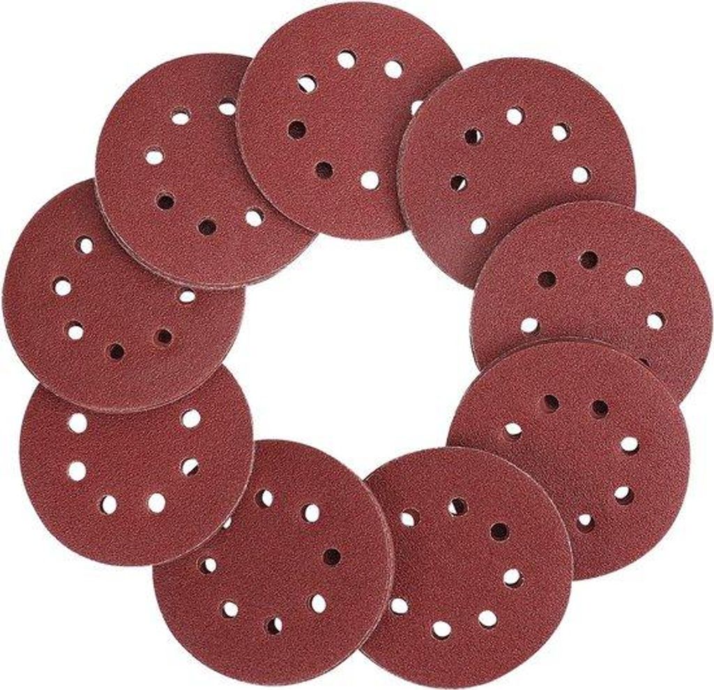 100-Stück-Schleifpapier-Set, 13 cm, 8 Locher, Schleifscheibe, rote Schleifpapier, Holzbearbeitung, Möbel, polieren, schleifen, Schleifpapier-Komb...