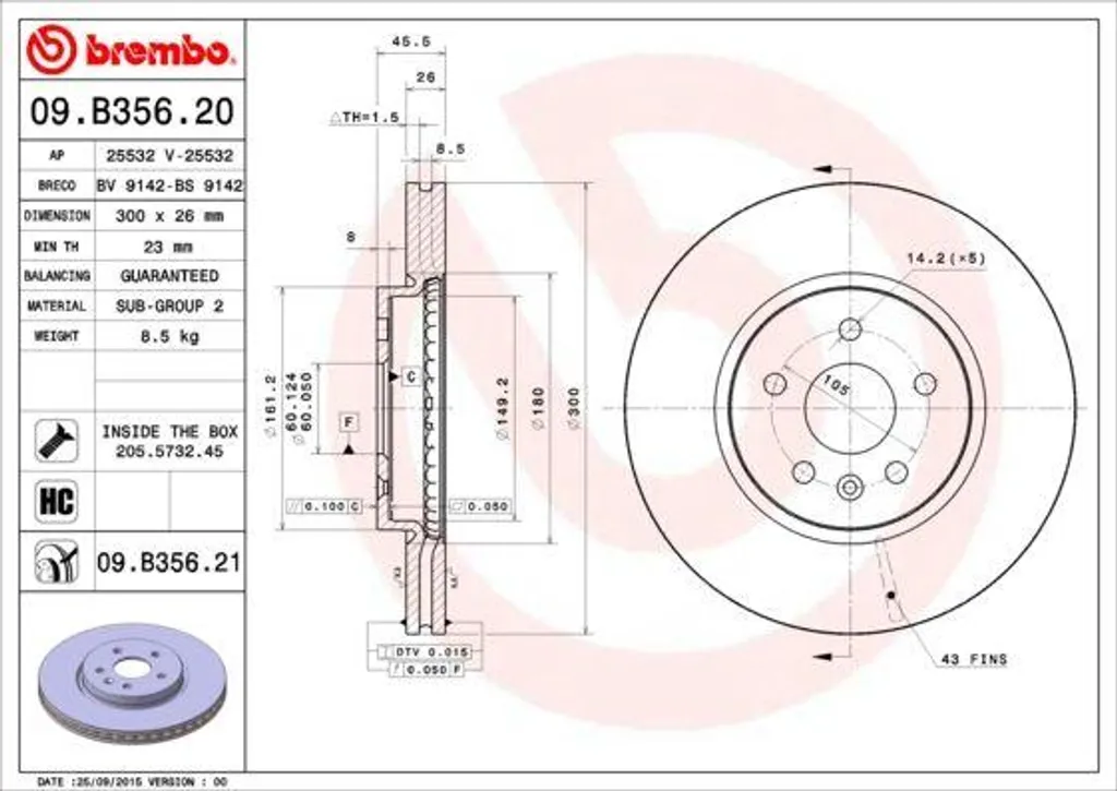 Éliminez les vibrations au freinage avec le disque Brembo 09.B356.21