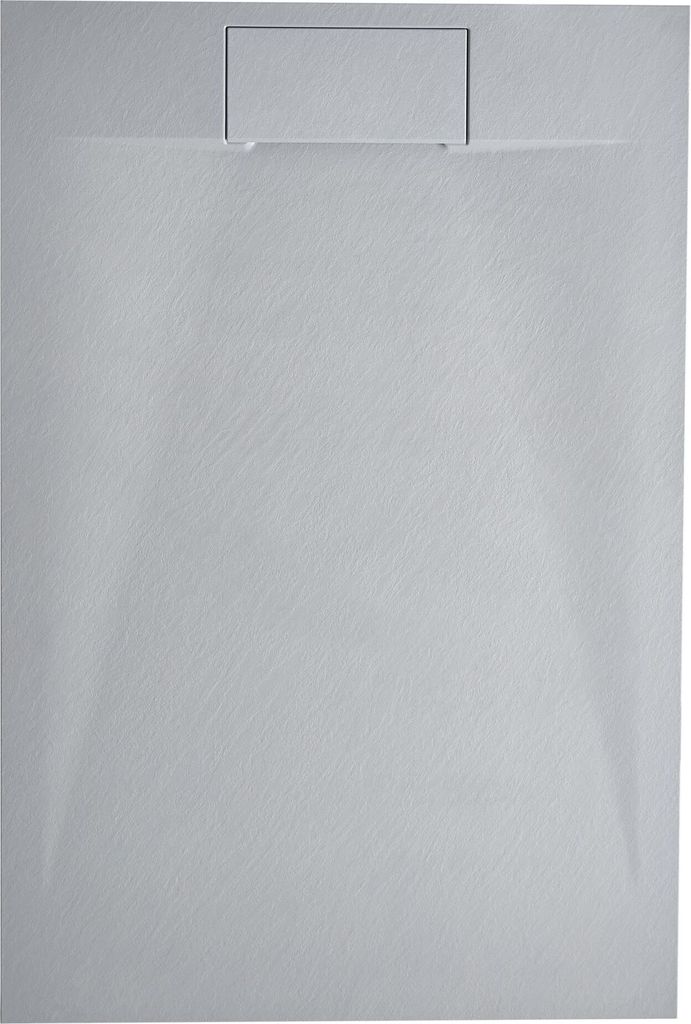 BELIANI Duschwanne Grau SMC-Masse Steinoptik Flach Rechteckig 80x120 cm mit Ablauf Seitlich Ablaufgarnitur Ablaufrinne Schürze 3 cm Hoch Duschtasse
