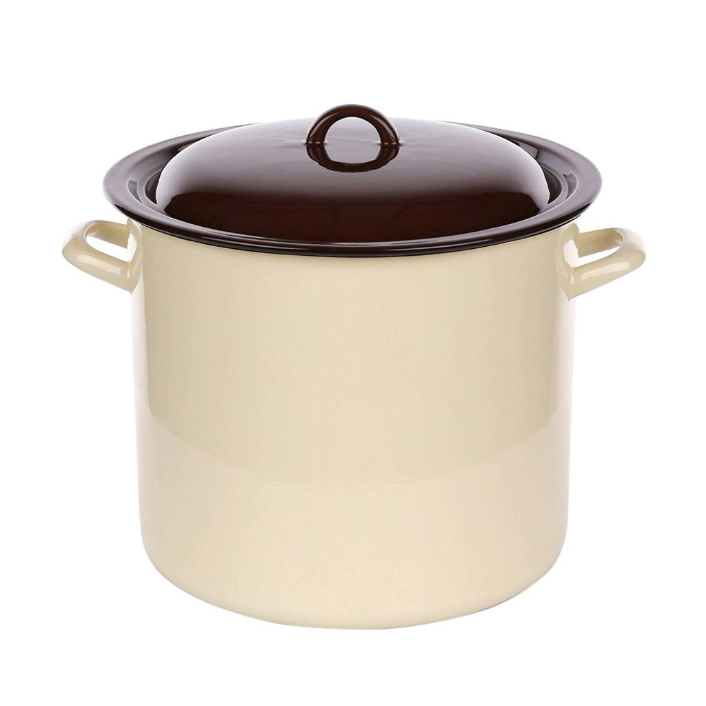 Geëmailde pan, 14,2 liter, met deksel, groot, 28 cm, crème Productafbeelding 