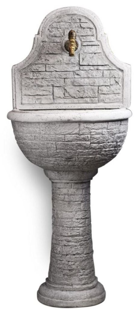 Casa Padrino Jugendstil Wandbrunnen Grau / Antik Messing H. 122 cm