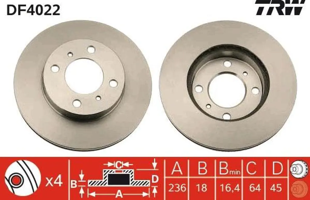 Disque de frein TRW anti-vibration pour Mitsubishi Colt, Lancer et OE