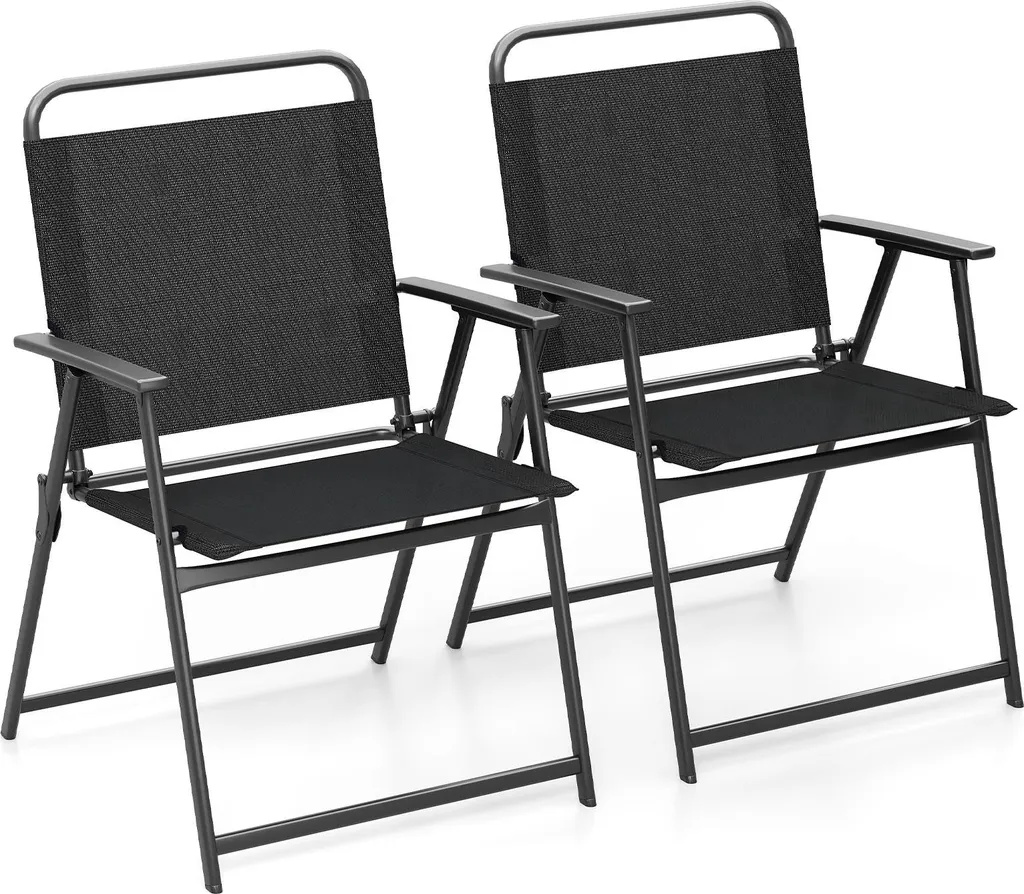 Sedie Balcone Pieghevoli COSTWAY Set 2 | Salvaspazio Nere 150kg