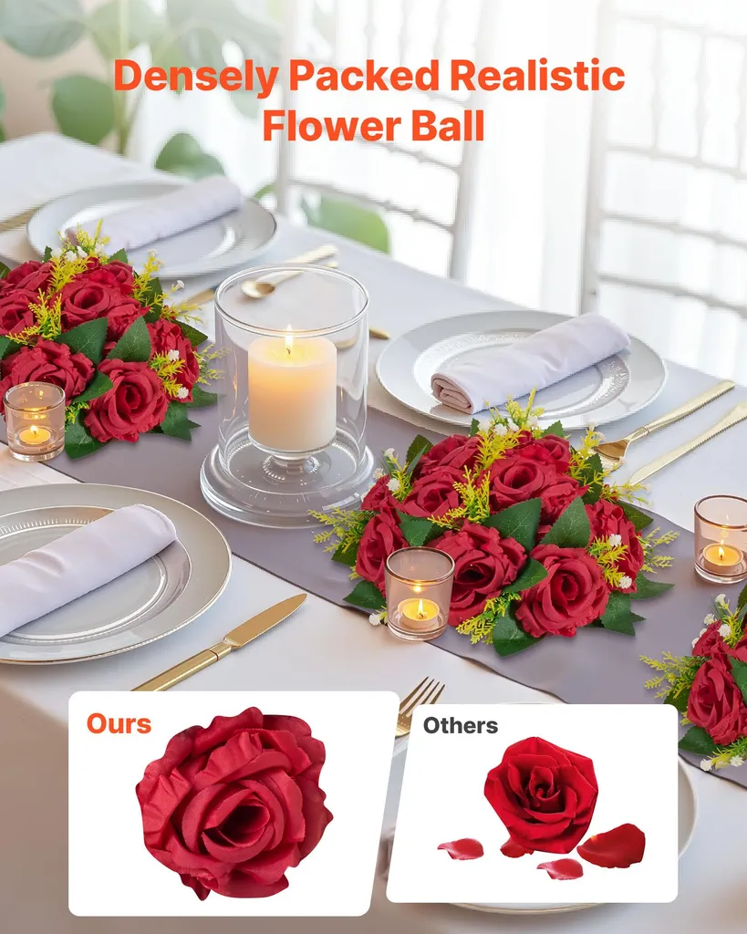 Décorations de Table à la Maison et Fêtes : 10 Boules de Fleurs en Soie